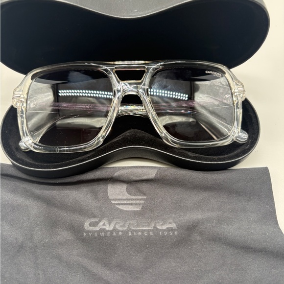 Carrera Clear Frame Aviator Shield Sunglasses Gradient Lens w/ Case - Picture 2 of 2